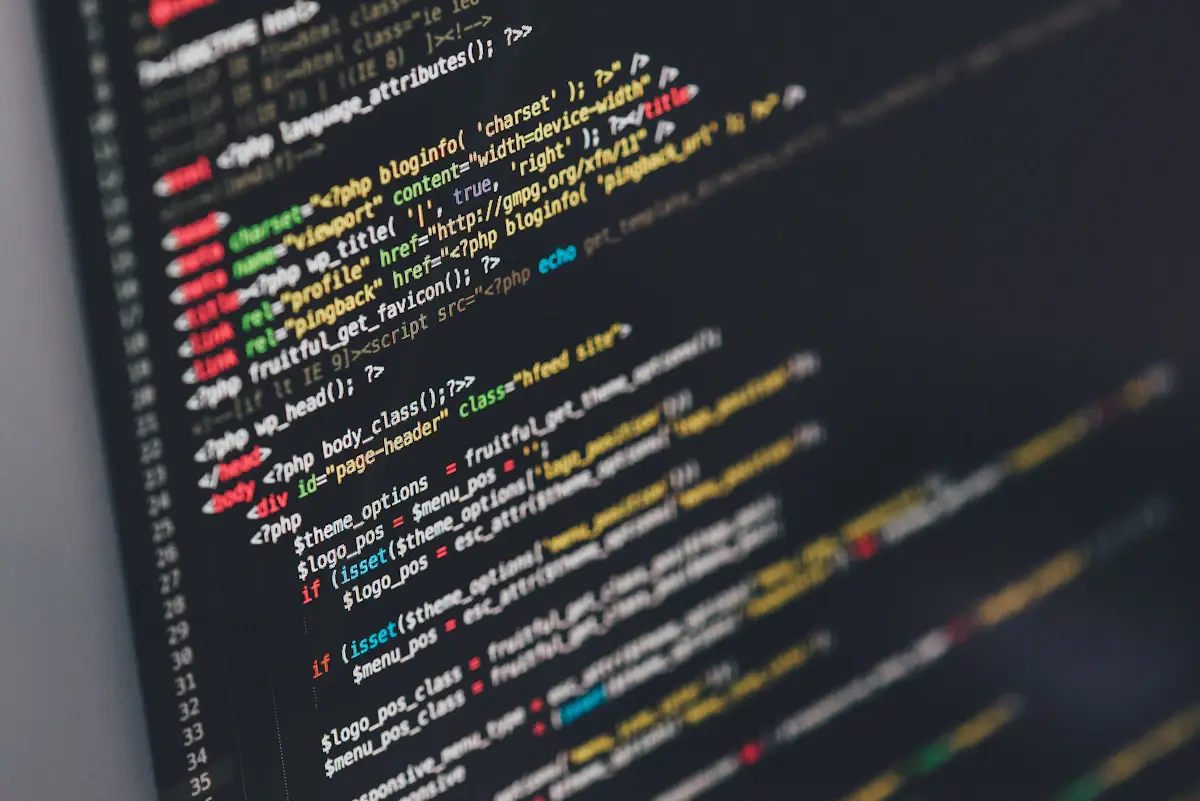 Source code on a screen, syntax-highlighted